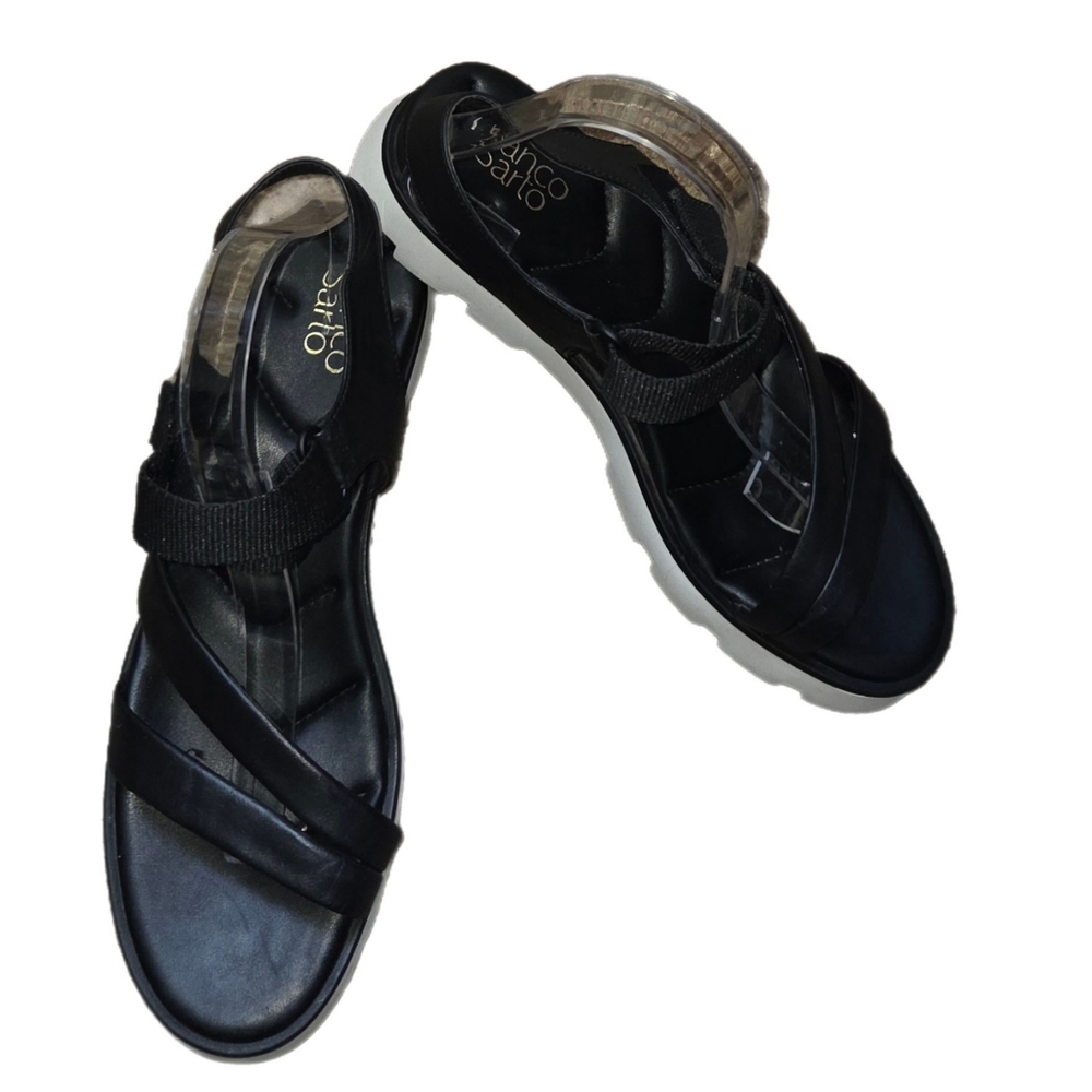 Franco Sarto Urla Platform Black Leather Strappy Sandals Size 11M - Picture 8 of 9